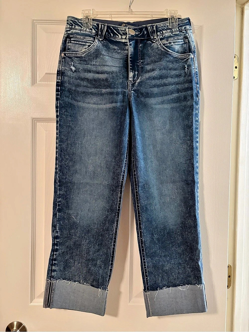 Democracy "Ab"solution Cuffed Boyfriend Jeans Straight Leg Jeans Waist 10 Blue